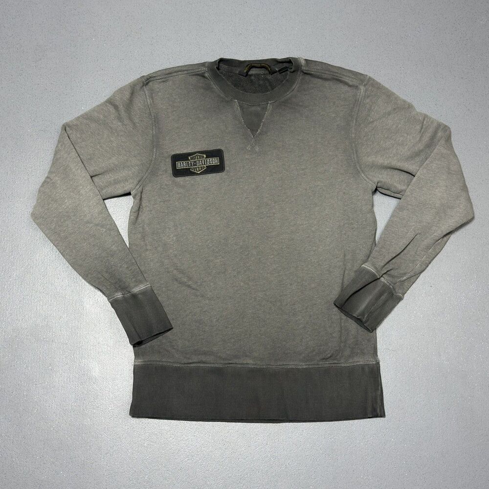 Harley Davidson Sweatshirt Mens Medium Faded Acid Wash Eagle Patch Crewneck